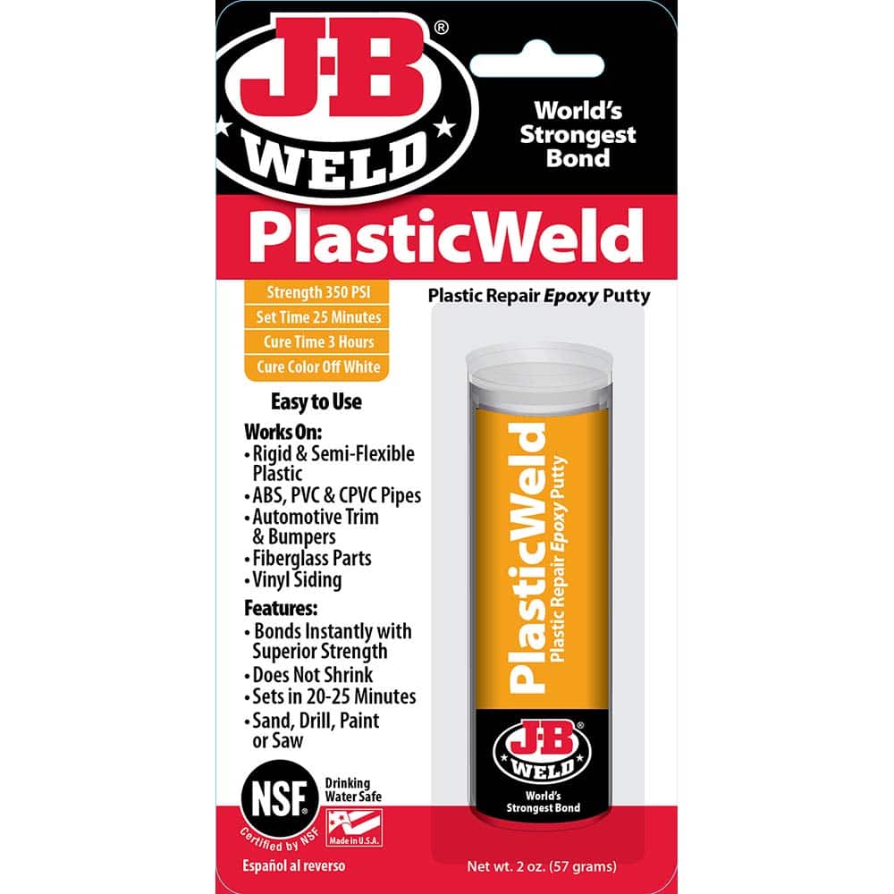 J-B Weld - Epoxy & Structural Adhesives; Type: Epoxy ; Container Size Range: Smaller than 16 oz. ; Container Size: 2 oz. ; Container Type: Stick ; Working Time (Minutes): 25 ; Color: Off White - Exact Tool & Supply