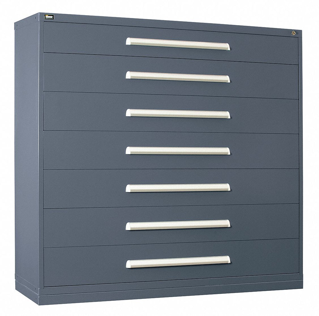 Stationary Full Height Modular Drawer Cabinet, 7 Drawers, 60"W x 27-3/4"D x 59"H Light Gray
