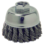 2-3/4" Diameter - M-10 x 1.25 Arbor Hole - Knot Steel Wire Cup Wheel - Exact Tool & Supply