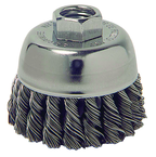 2-3/4" Diameter - 3/8-24" Arbor Hole - Knot Steel Wire Cup Wheel - Exact Tool & Supply