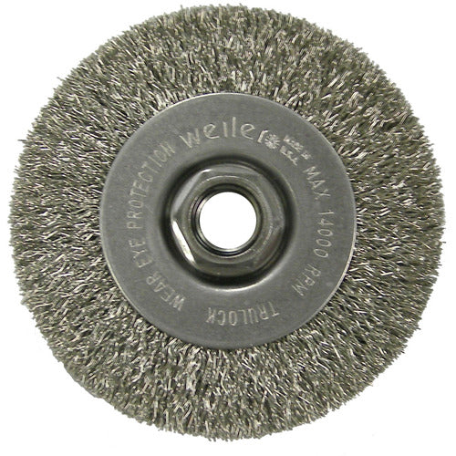 4″ Diameter-5/8″-11 Arbor Hole - Crimped Steel Wire Straight Wheel - Exact Tool & Supply