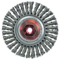 4″ Diameter - MI0 × 1.50 Arbor Hole - Stringer Bead Twist Steel Wire Straight Wheel - Exact Tool & Supply