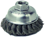 3-1/2" Diameter - M-10 x 1.25 Arbor Hole - Knot Steel Wire Cup Wheel - Exact Tool & Supply