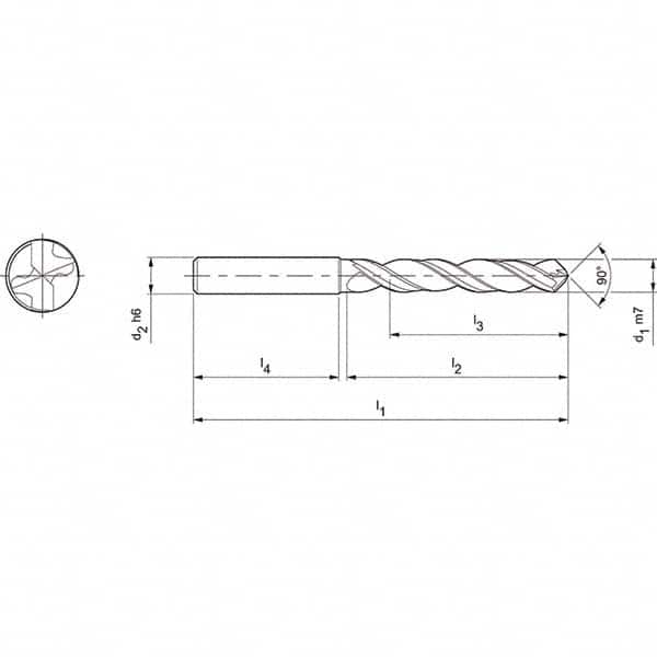 Mapal - 6.5mm 90° Solid Carbide Jobber Drill - Exact Tool & Supply