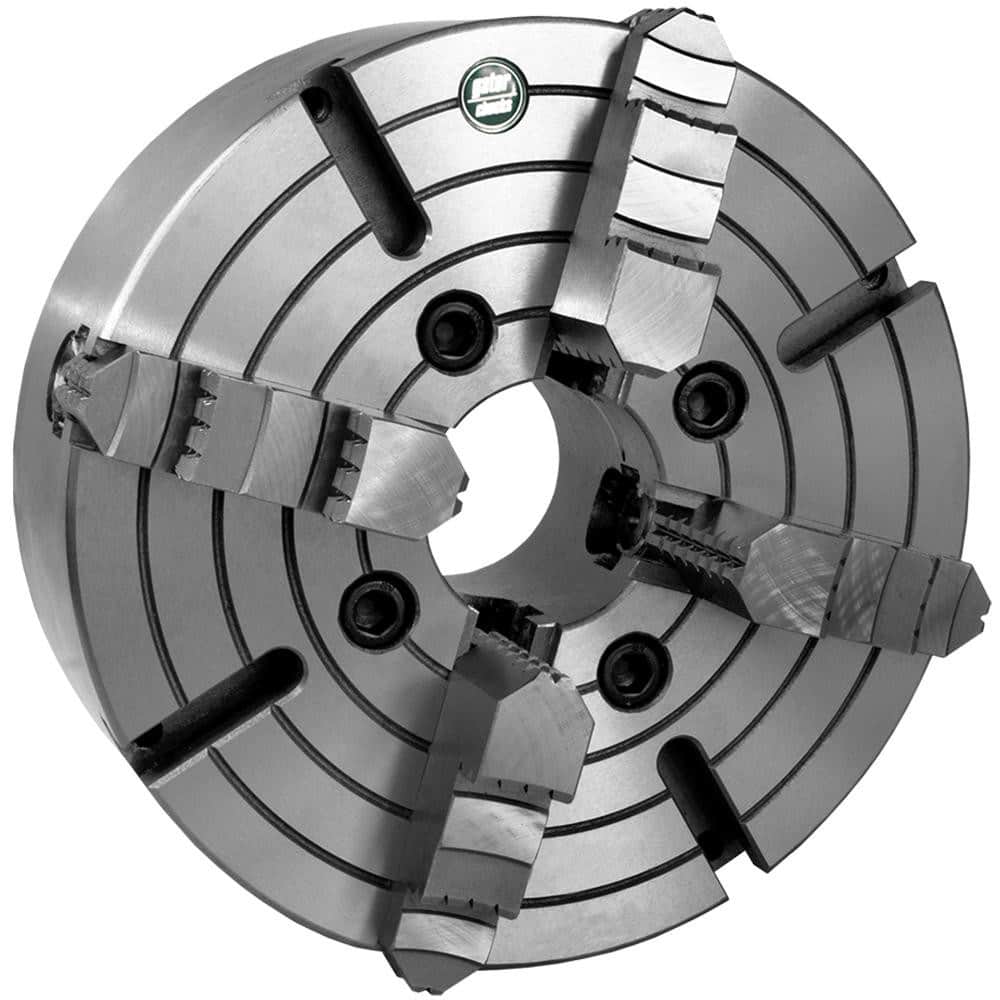 Independent Manual Lathe Chuck: 4-Jaw, 12″ Dia Hard & Solid Jaws, Direct Mount, 1,200 Max RPM