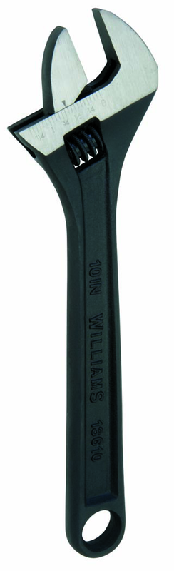 1-11/16" Opening - 15" OAL - Black Adjustable Wrench - Polished Head - Exact Tool & Supply