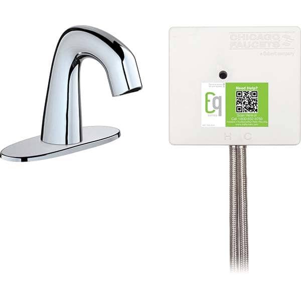 Chicago Faucets - Electronic & Sensor Faucets; Type: Sensor ; Style: Internal Temperature Control Mixer ; Type of Power: Battery ; Spout Type: Standard ; Mounting Centers: Center Hole (Inch); Finish/Coating: None - Exact Tool & Supply