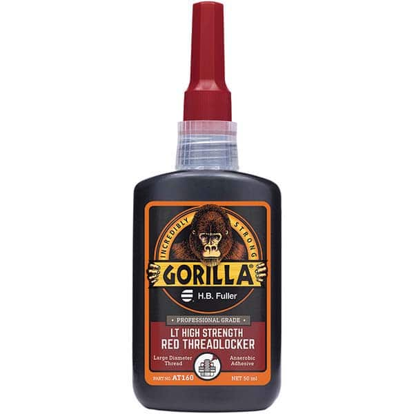 GorillaPro - 50 mL Bottle, Red, High Strength Threadlocker - Exact Tool & Supply