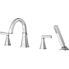 American Standard - Tub & Shower Faucets; Type: Tub Faucet with personal shower ; Style: Edgemere ; Design: Ceramic Mixing Cartridge ; Material: Brass ; Handle Type: Lever ; Handle Material: Metal - Exact Tool & Supply