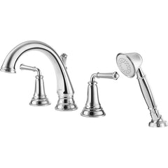 American Standard - Tub & Shower Faucets; Type: Tub Faucet with personal shower ; Style: Delancey ; Design: Ceramic Mixing Cartridge ; Material: Brass ; Handle Type: Lever ; Handle Material: Metal - Exact Tool & Supply