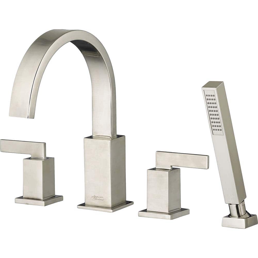 American Standard - Tub & Shower Faucets; Type: Tub Faucet with personal shower ; Style: Times Square ; Design: Ceramic Mixing Cartridge ; Material: Brass ; Handle Type: Lever ; Handle Material: Metal - Exact Tool & Supply