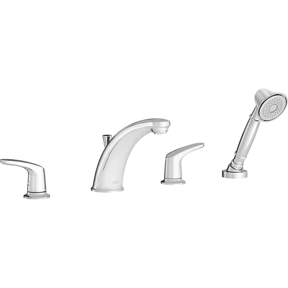 American Standard - Tub & Shower Faucets; Type: Tub Faucet with personal shower ; Style: Colony Pro ; Design: Ceramic Mixing Cartridge ; Material: Brass ; Handle Type: Lever ; Handle Material: Metal - Exact Tool & Supply