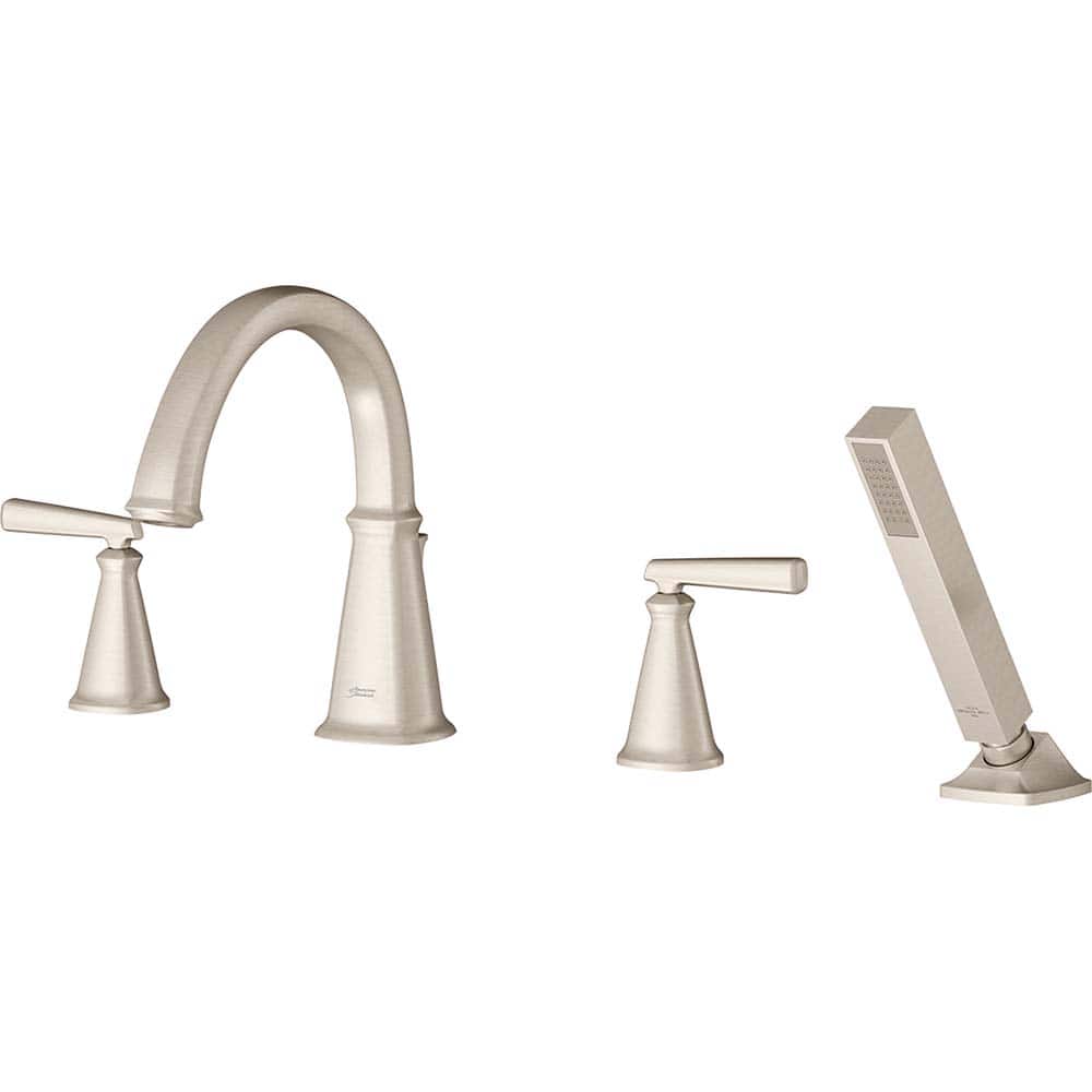 American Standard - Tub & Shower Faucets; Type: Tub Faucet with personal shower ; Style: Edgemere ; Design: Ceramic Mixing Cartridge ; Material: Brass ; Handle Type: Lever ; Handle Material: Metal - Exact Tool & Supply