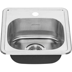 American Standard - Sinks; Type: Single Bowl Stainless Steel Kitchen Sink ; Outside Length: 15 (Inch); Outside Length: 15.000 (Decimal Inch); Outside Width: 15.000 (Decimal Inch); Outside Width: 15 (Inch); Outside Height: 6.0000 (Decimal Inch) - Exact Tool & Supply