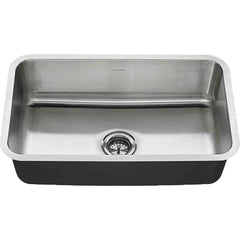 American Standard - Sinks; Type: Single Bowl Stainless Steel Kitchen Sink ; Outside Length: 18 (Inch); Outside Length: 18.000 (Decimal Inch); Outside Width: 30.000 (Decimal Inch); Outside Width: 30 (Inch); Outside Height: 9.0000 (Decimal Inch) - Exact Tool & Supply