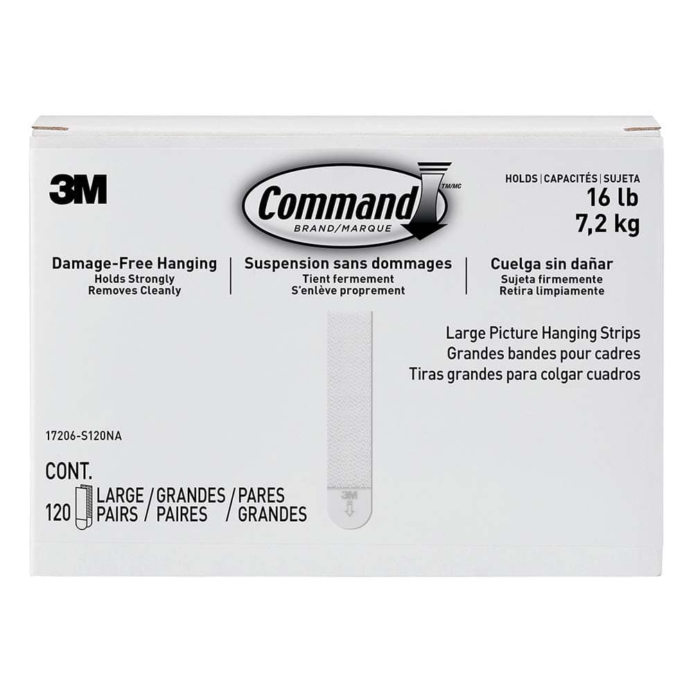 3M - All-Purpose & Utility Hooks; Type: Strips ; Overall Length (Inch): 3-21/32 ; Color: White ; Overall Width: 0.75 ; Width (Inch): 0.75 - Exact Tool & Supply