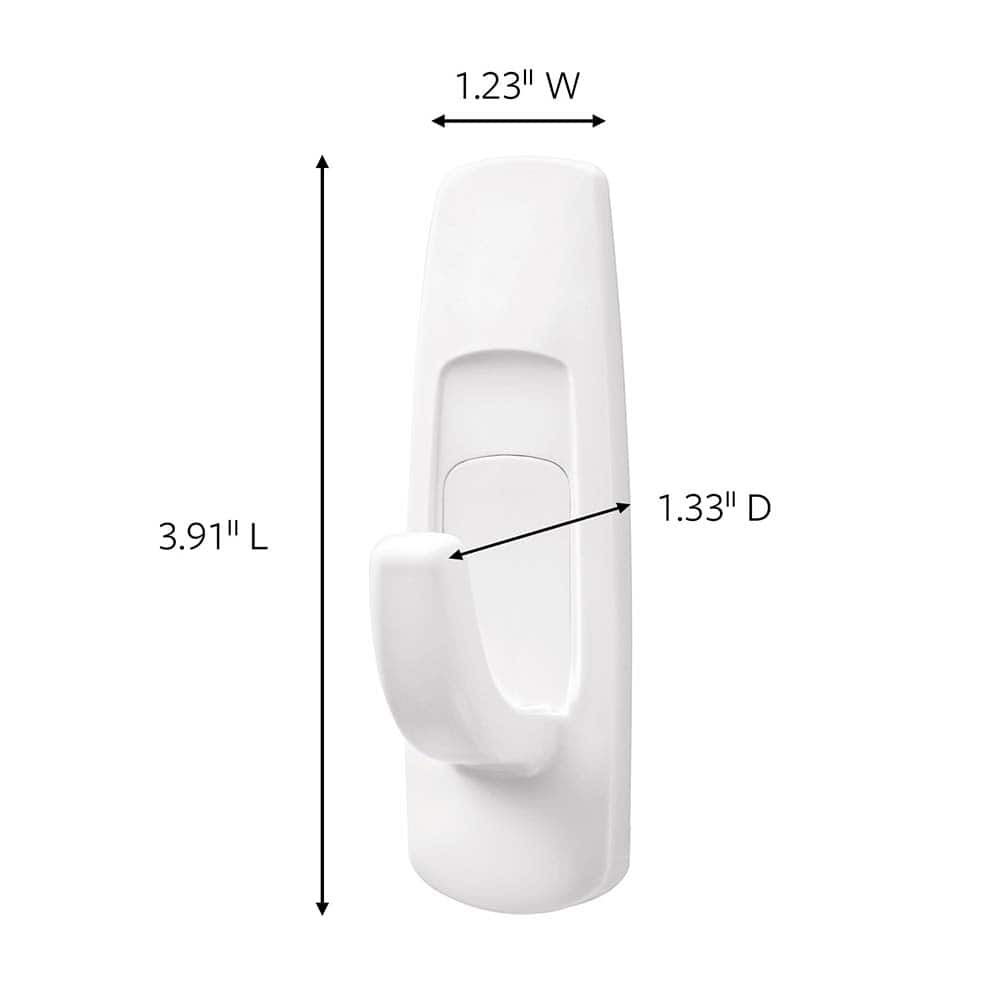 3M - All-Purpose & Utility Hooks; Type: Hooks Kit ; Overall Length (Inch): 3-59/64 ; Material: Plastic ; Projection: 1.33 ; Color: White ; Material: Plastic - Exact Tool & Supply