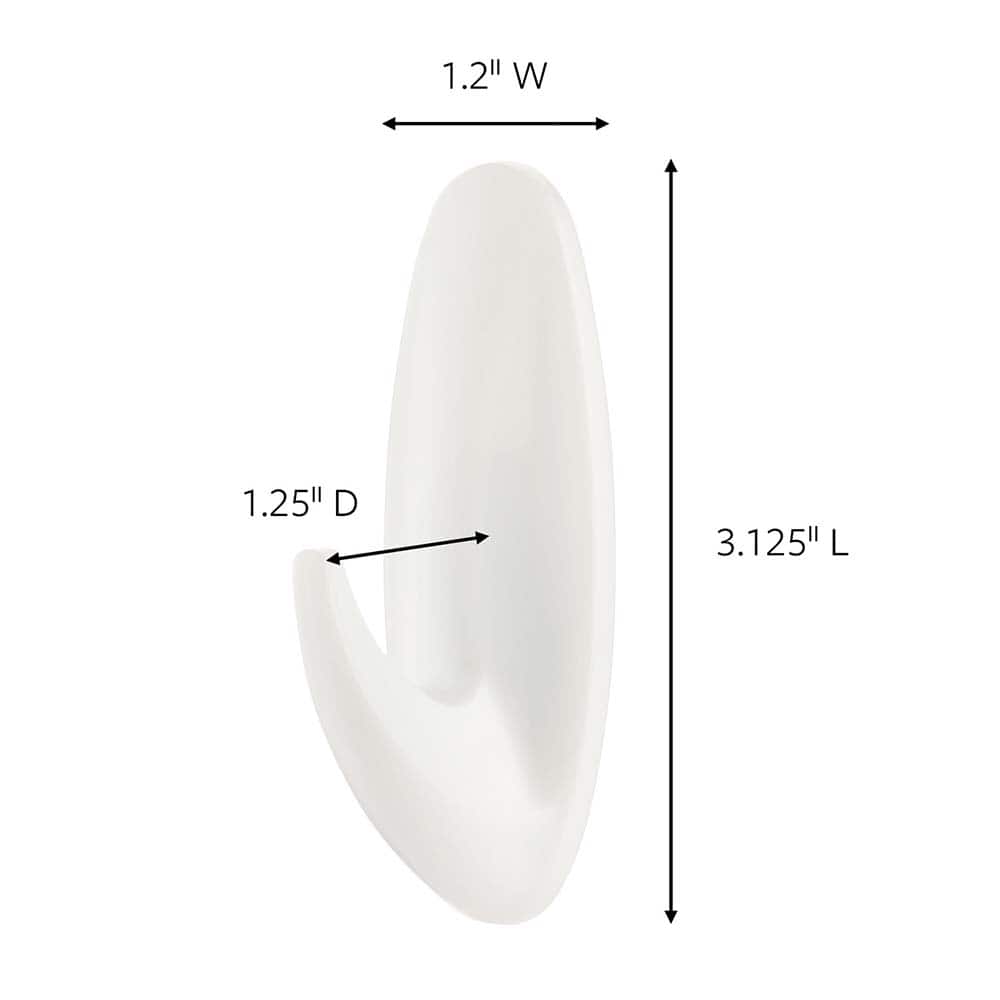 3M - All-Purpose & Utility Hooks; Type: Hooks Kit ; Overall Length (Inch): 3-1/8 ; Material: Plastic ; Projection: 1.25 ; Color: White ; Material: Plastic - Exact Tool & Supply