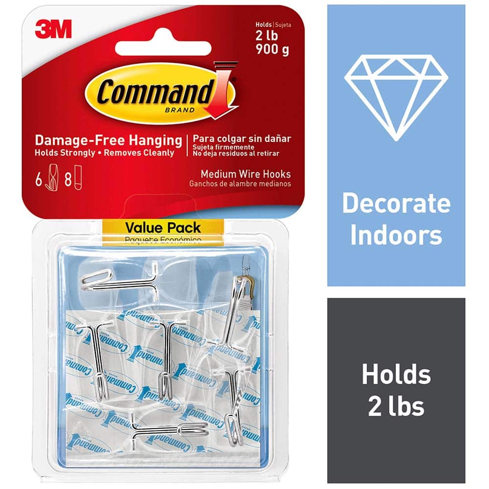 3M - All-Purpose & Utility Hooks; Type: Hooks Kit ; Overall Length (Inch): 2-11/64 ; Material: Plastic ; Projection: 0.83 ; Material: Plastic ; Overall Width: 0.875 - Exact Tool & Supply