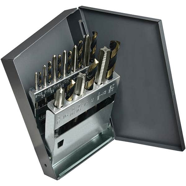 Cle-Line - Tap & Drill Sets Minimum Tap Thread Size (Inch): #6-32 Maximum Tap Thread Size (Inch): 1/2-13 - Exact Tool & Supply