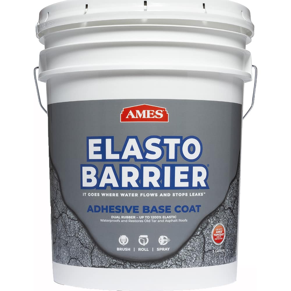 Ames - Elasto-Barrier 5 Gal Pail Gray Elastomeric Roof Coating - Exact Tool & Supply