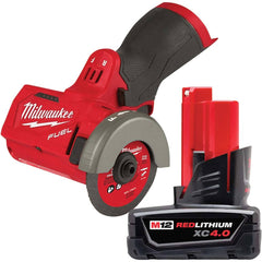 Milwaukee Tool - Cut-Off Tools & Cut-Off-Grinder Tools; Type of Power: Cordless ; Handle Type: Trigger ; Speed (RPM): 20000.00 ; Wheel Diameter (Inch): 3 ; Air Pressure (psi): 0.00 ; Battery Included: Yes - Exact Tool & Supply