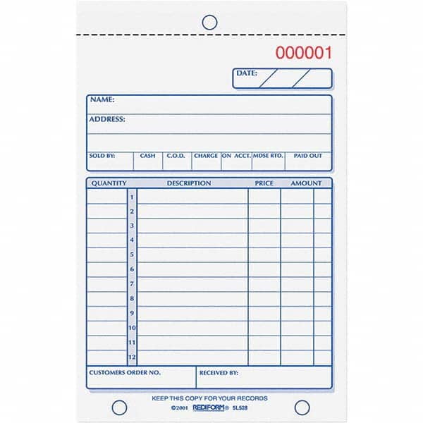 REDIFORM - Note Pads, Writing Pads & Notebooks Writing Pads & Notebook Type: Sales Order Book Size: 4-1/4 x 6-3/8 - Exact Tool & Supply