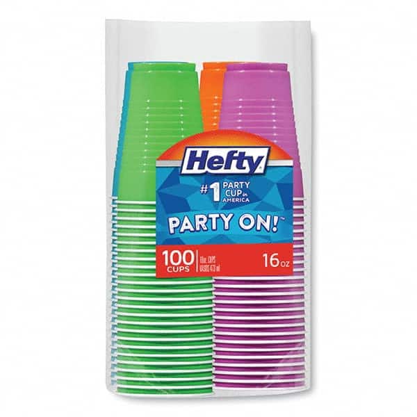 Hefty - Easy Grip Disposable Plastic Party Cups, 16 oz, Assorted, 100/Pack, 4Pk/Carton - Exact Tool & Supply