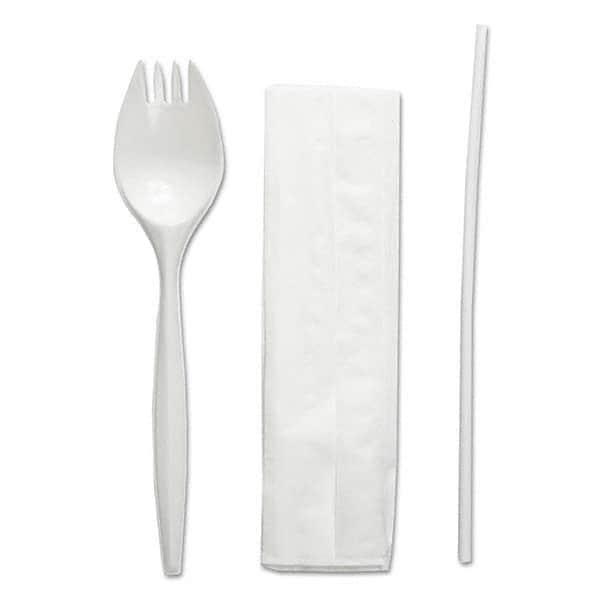 Boardwalk - School Cutlery Kit, Napkin/Spork/Straw, White, 1000/Carton - Exact Tool & Supply