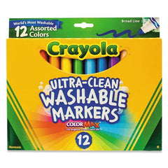 Crayola - Markers & Paintsticks Type: Washable Marker Color: Black; Blue; Blue Lagoon; Brown; Gray; Pink; Green; Orange; Red; Sandy Tan; Violet; Yellow - Exact Tool & Supply