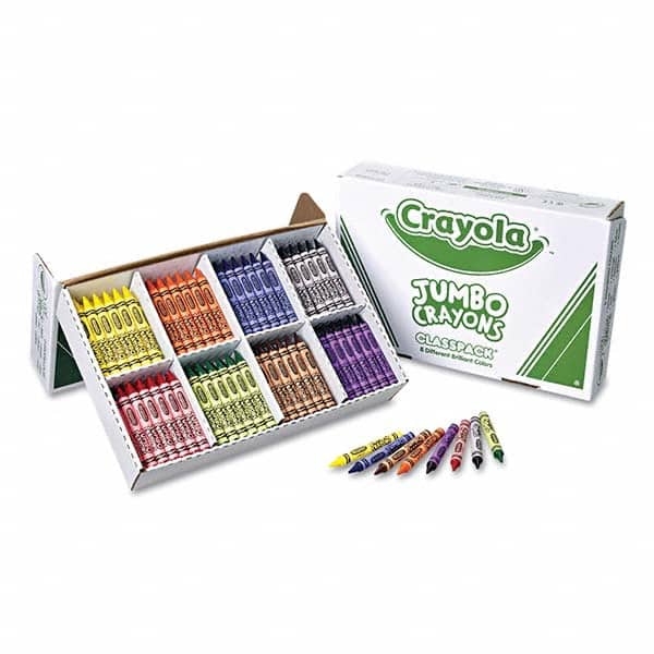 Crayola - Markers & Paintsticks Type: All Purpose Wax Crayon Color: Black; Blue; Brown; Green; Orange; Red; Violet; Yellow - Exact Tool & Supply