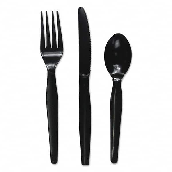 Boardwalk - Three-Piece Cutlery Kit, Fork/Knife/Teaspoon, Heavyweight, Black, 250/Carton - Exact Tool & Supply