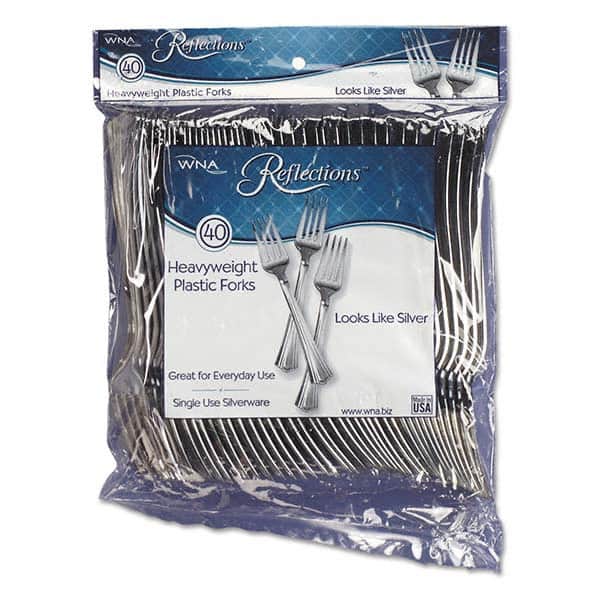 WNA - Reflections Heavyweight Plastic Utensils, Fork, Silver, 7", 40/pack - Exact Tool & Supply