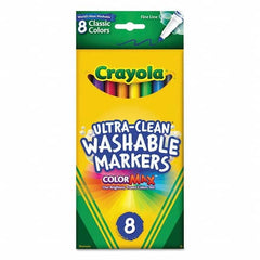 Crayola - Markers & Paintsticks Type: Washable Marker Color: Black; Blue; Brown; Green; Orange; Red; Violet; Yellow - Exact Tool & Supply