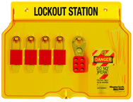 Padllock Wall Station - 12-1/4 x 16 x 1-3/4''-With (4) 1106 Aluminum Padlocks - Exact Tool & Supply