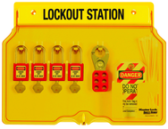 Padllock Wall Station - 12-1/4 x 16 x 1-3/4''-With (4) Xenoy Padlocks - Exact Tool & Supply