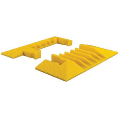Checkers - 1 2-Piece 5 8' OAL 1-1/4 Max Cable Diam Yellow On Floor Cable Cover - Exact Tool & Supply