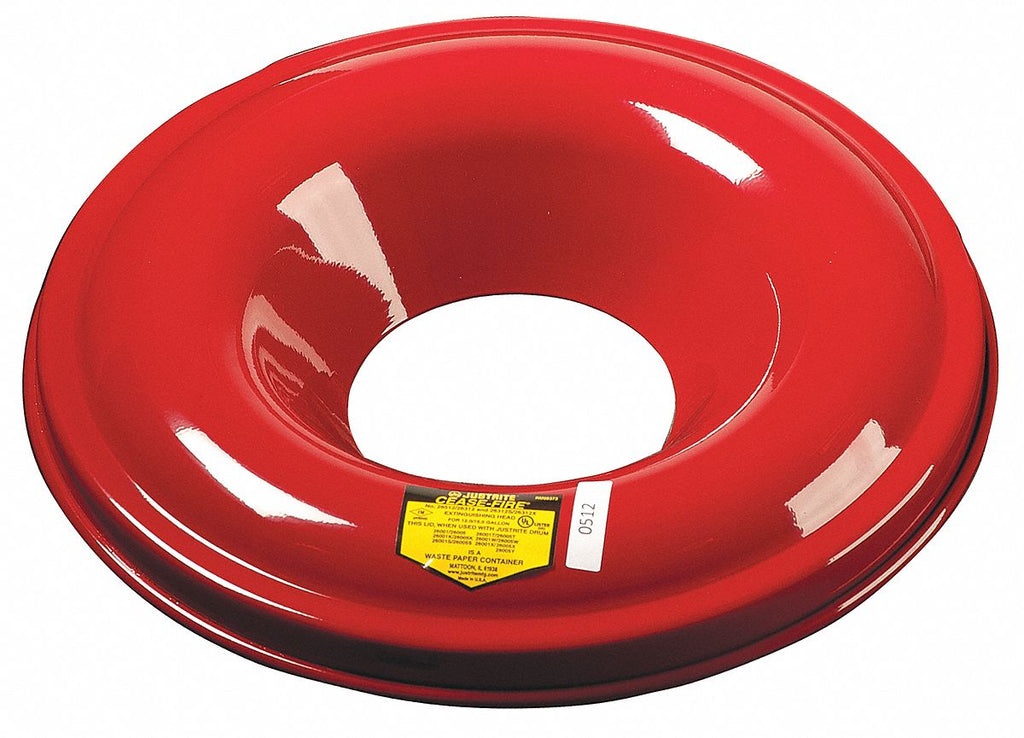 Steel Drum Cover, Waste Receptacle Lid, Red, Number of Openings 1, 24" Outside Dia.