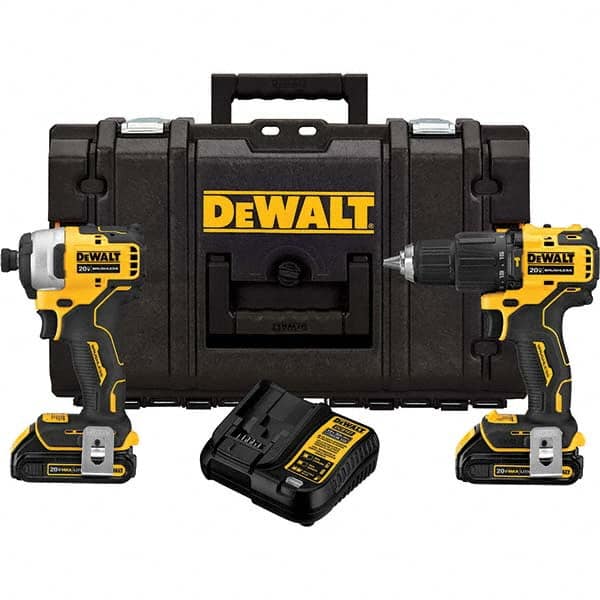 DeWALT - Cordless Tool Combination Kits Voltage: 20 Tools: Brushless 1/2" Compact Hammer Drill/Driver; Brushless 1/4 Impact Driver - Exact Tool & Supply
