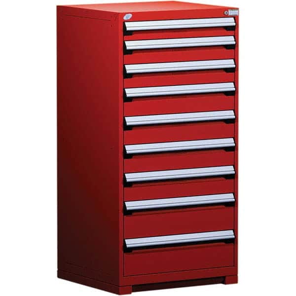 Rousseau Metal - 9 Drawer Flame Red Steel Modular Storage Cabinet - Exact Tool & Supply
