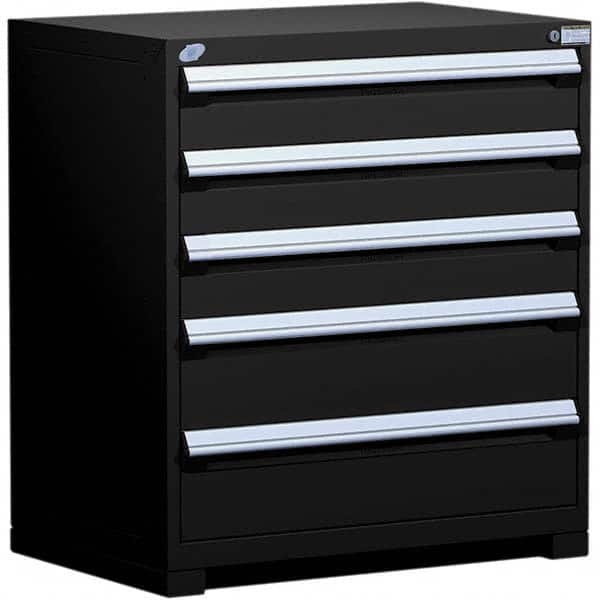 Rousseau Metal - 5 Drawer Black Steel Modular Storage Cabinet - Exact Tool & Supply