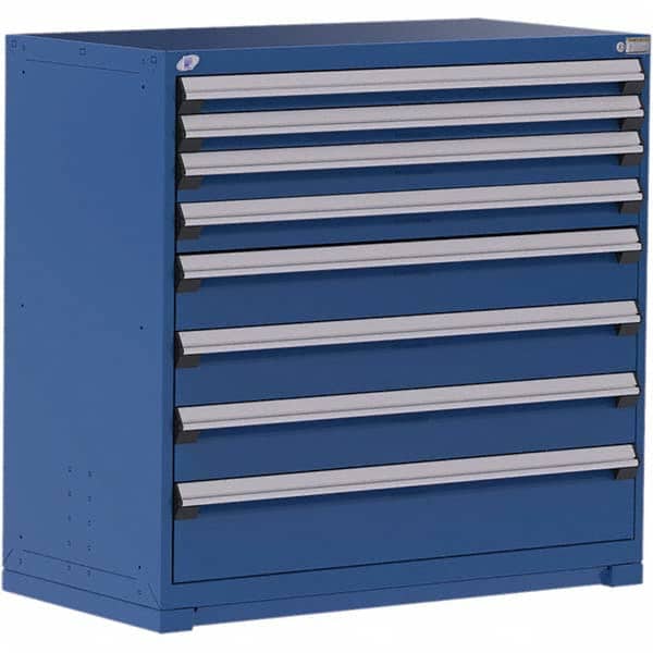 Rousseau Metal - 8 Drawer Avalanche Blue Steel Modular Storage Cabinet - Exact Tool & Supply