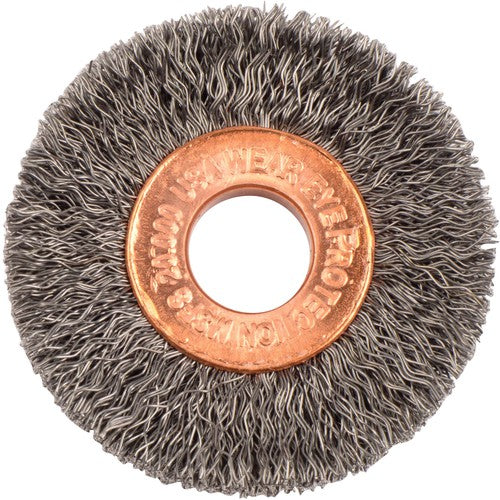 1-1/2″ Small Diameter Crimped Wire Wheel, .008″ Steel Fill, 3/8″ Arbor Hole - Exact Tool & Supply