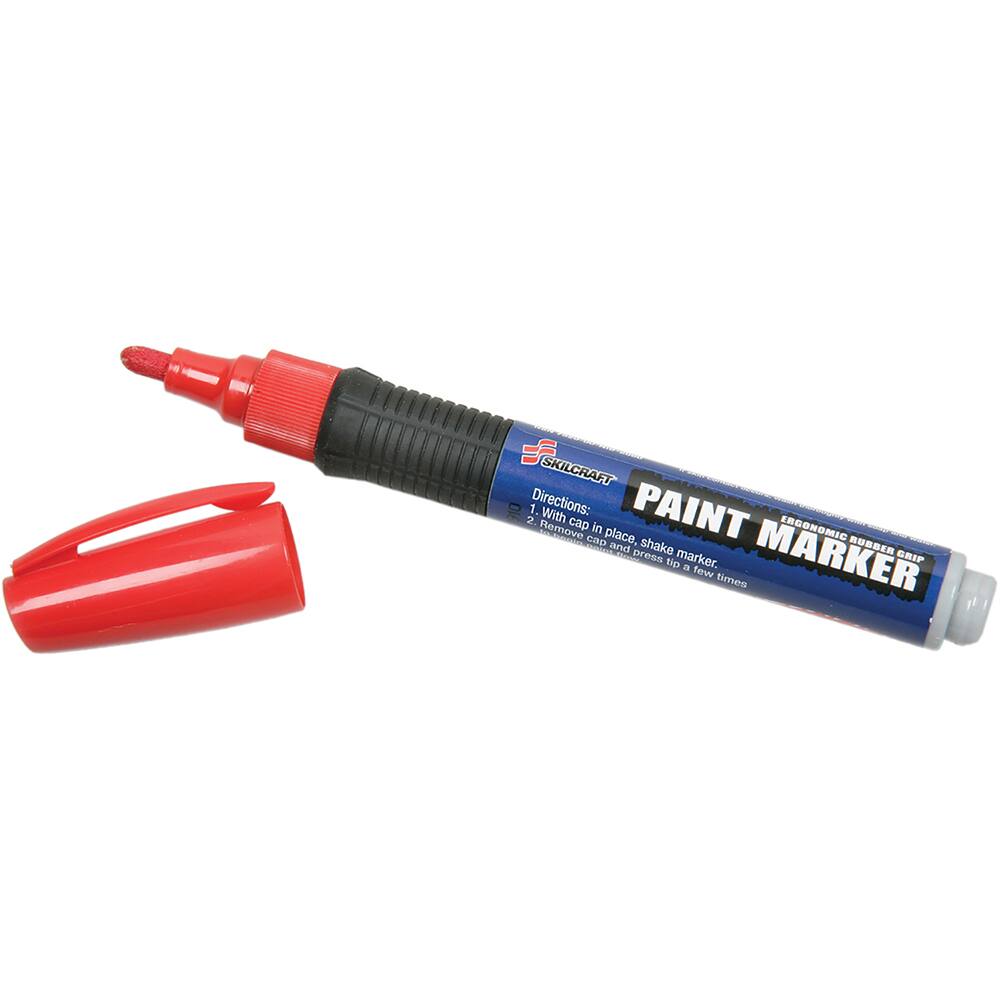 Ability One - Markers & Paintsticks; Type: Paint Marker ; Color: Red ; Ink Type: Water Base ; Tip Type: Medium - Exact Tool & Supply