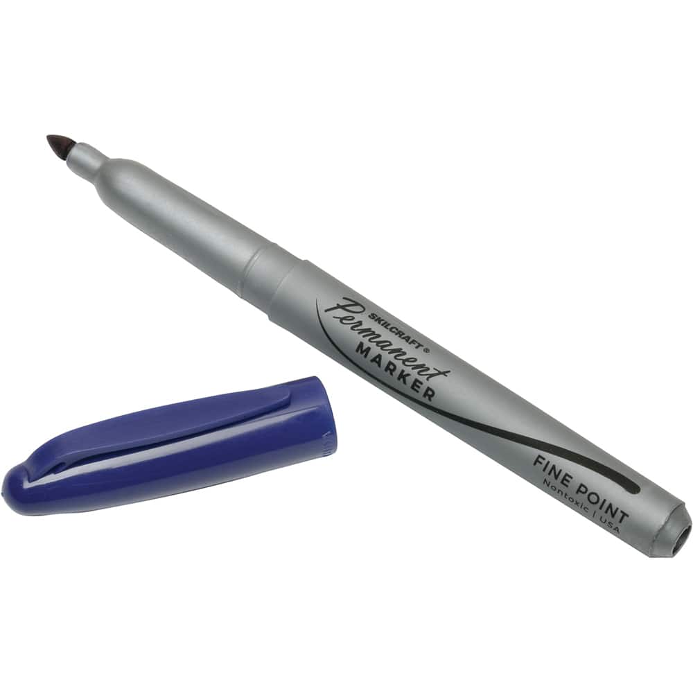 Ability One - Markers & Paintsticks; Type: Permanent Marker ; Color: Blue ; Ink Type: Water Base ; Tip Type: Fine - Exact Tool & Supply