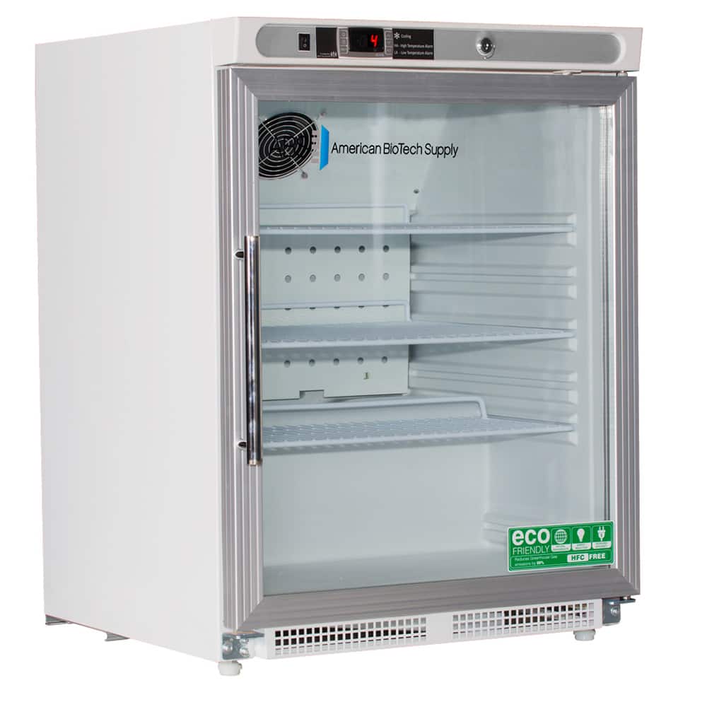 American BioTech Supply - Laboratory Refrigerators and Freezers; Type: Undercounter Built-In Refrigerator ; Volume Capacity: 4.6 Cu. Ft. ; Minimum Temperature (C): 1.00 ; Maximum Temperature (C): 10.00 ; Width (Inch): 23-3/4 ; Depth (Inch): 25-1/2 - Exact Tool & Supply