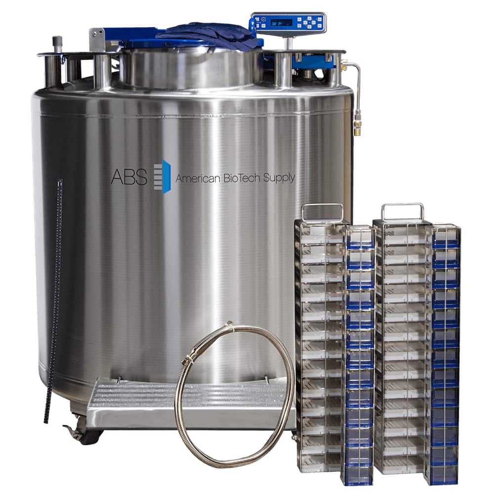 American BioTech Supply - Drums & Tanks; Product Type: Auto Fill Cryogenic Tank ; Volume Capacity Range: 85 Gal. and Larger ; Material Family: Steel ; Height (Inch): 53 ; Diameter/Width (Inch): 45 ; Shape: Round - Exact Tool & Supply