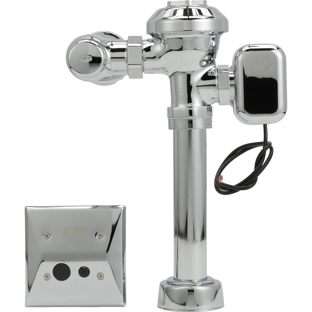 Zurn - Automatic Flush Valves; Type: Side-Mount Hardwire Sensor ; Style: Single flush ; Gallons Per Flush: 3.5 ; Pipe Size: 1-1/2 (Inch); Spud Coupling Size: 1-1/2 (Inch); Cover Material: Brass - Exact Tool & Supply