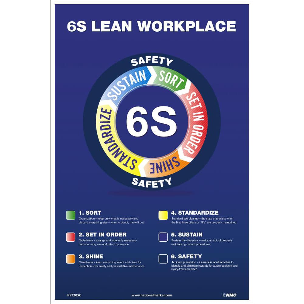 NMC - Training & Safety Awareness Posters; Subject: Teamwork ; Training Program Title: 5S; General Training Series ; Message: 6S Lean Workplace ; Series: Not Applicable ; Language: English ; Background Color: White - Exact Tool & Supply