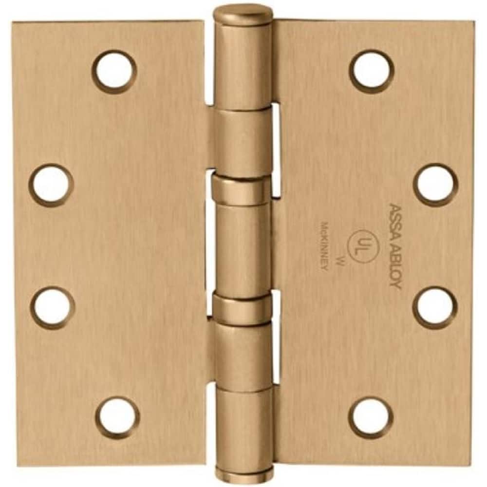 Yale - Commercial Hinges; Length (Inch): 4-1/2 ; Thickness (Decimal Inch): 0.1340 ; Minimum Thickness: 3.4036 (mm); Number of Knuckles: 5.000 ; Stanley Finish Code: US10A ; Finish/Coating: US10A - Exact Tool & Supply